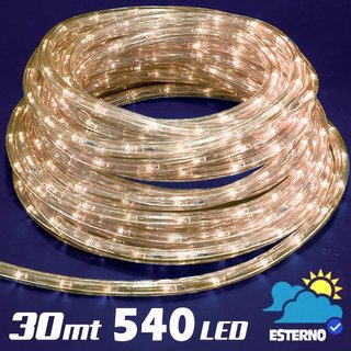 Tubo Luminoso 30 metri LED Bianco Caldo 540 Luci p
