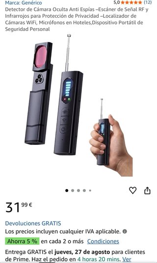 Detector Cámaras Ocultas Anti Espías