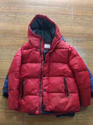 Abrigo infantil azul con capucha, talla 10 11,12