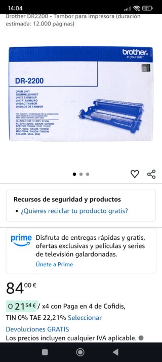 Tambor Brother DR2220 Original Nuevo