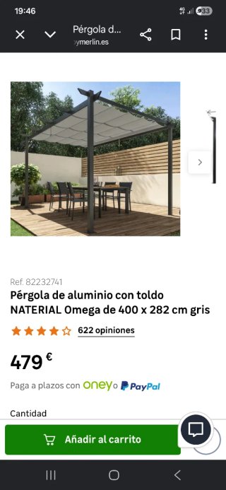 Pérgola de aluminio gris 400x282cm
