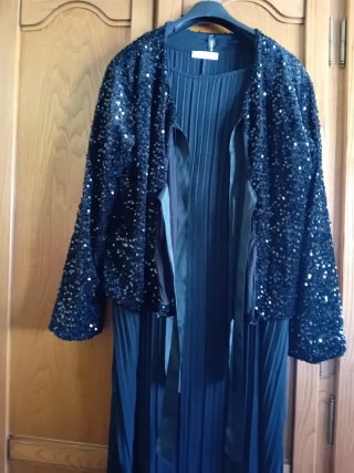 Vestido Negro con Chaqueta Lentejuelas Talla XXL