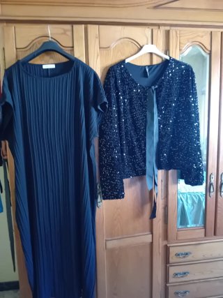 Vestido Negro con Chaqueta Lentejuelas Talla XXL