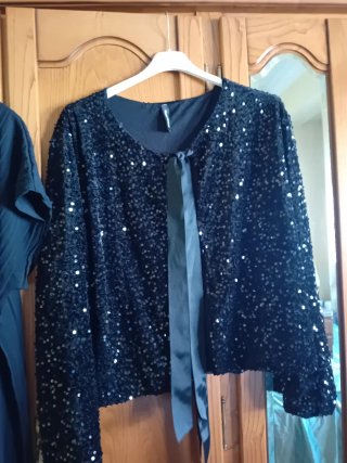 Vestido Negro con Chaqueta Lentejuelas Talla XXL