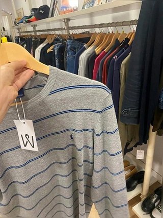 Jersey Rayas Gris Marino Polo Ralph Lauren...