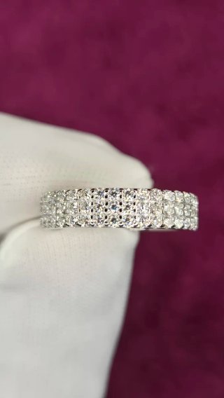 Anillo Eternity Triple Moissanita Plata talla 54