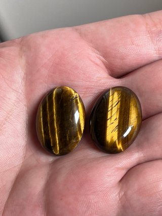 Coppia Occhio di Tigre Naturale Cabochon
