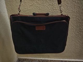 Maleta porta trajes Samsonite azul y marrón