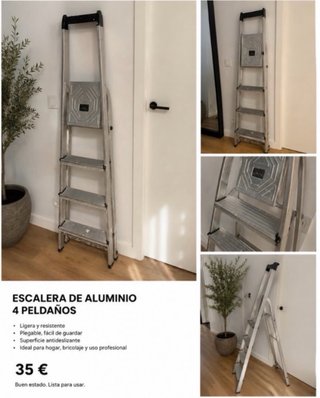 Escalera Aluminio 4 Peldaños Plegable y bandeja