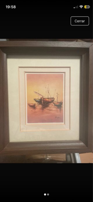 Cuadro de barcos en el mar