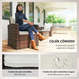 Conjunto Jardín Ratán 6 Piezas Sofás Sillones Mesa