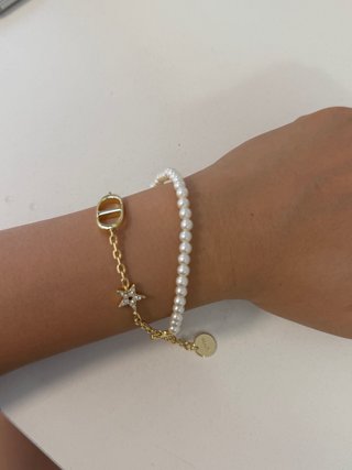 Pulsera Dior Perlas y Estrella Dorada