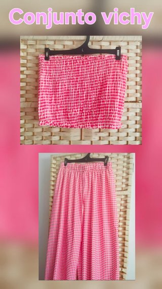 Conjunto Vichy Rosa Talla única