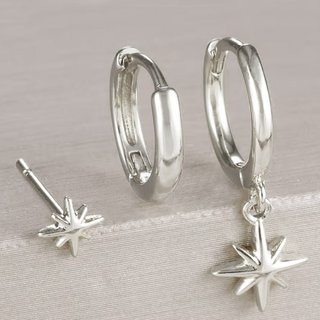 Juego de Aros Twinkle Plata- Estrellitas, Hipoaler