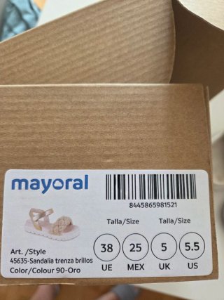 Sandalias Mayoral niña Talla 38 Beige/Dorado
