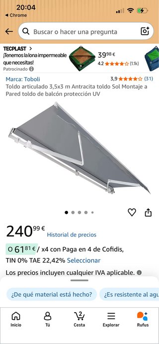 Toldos 3.50m Nuevos