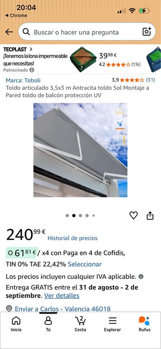 Toldos 3.50m Nuevos