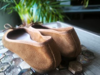 Bailarinas piel serraje beige/marrón