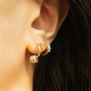 Par Aros Megan Oro con Circonitas Hipoalergenicos