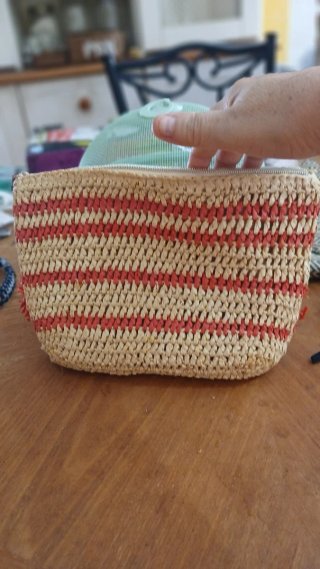 Bolso de mano rafia Secrets beige/rojo