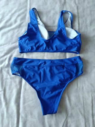 Bikini azul cobalto con detalle de malla Talla XL