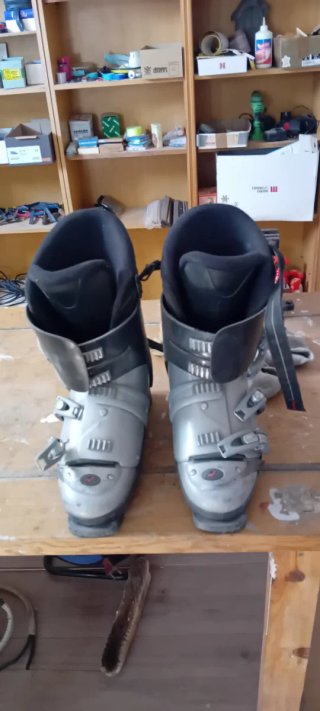 Botas de esquí plateadas y negras