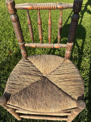 Silla Castellana Antigua Madera y Yute