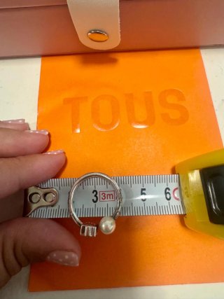 Anillo Tous Oso y Perla Plata Ajustable