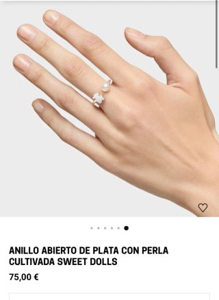 Anillo Tous Oso y Perla Plata Ajustable