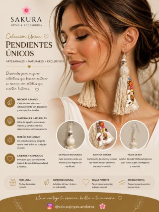 Pendientes Largos Artesanales Sakura