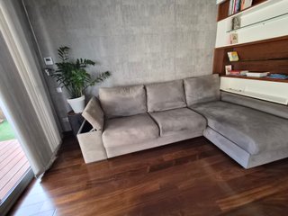 Sofá cama apertura italiana gris,  con cheslong