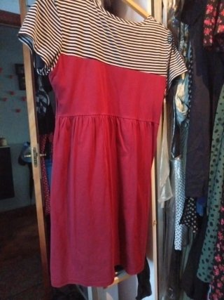 Vestido Kling rayas negro y granate