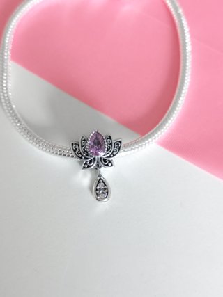 CHARM FLOR LOTO ROSA COLGANTE PARA PULSERA PANDORA