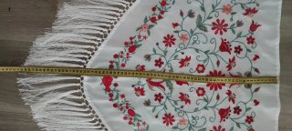 Mantón Flamenco Bordado Blanco y rojo