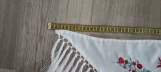 Mantón Flamenco Bordado Blanco y rojo