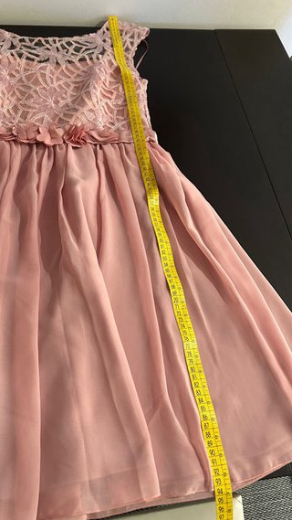 Vestido de fiesta rosa empolvado con encaje – XS