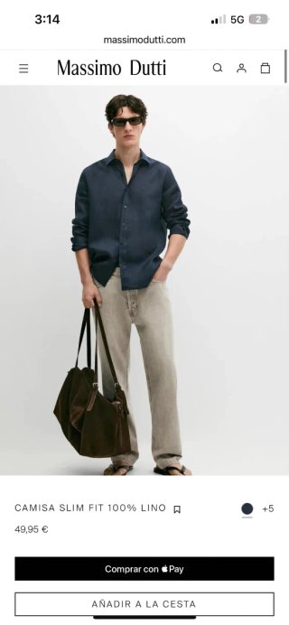 Camisa lino Massimo Dutti Azul L
