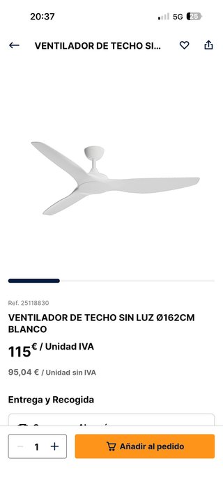 Ventilador de Techo Ø162cm Blanco