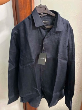 Camisa Massimo Dutti Lino Azul XXL