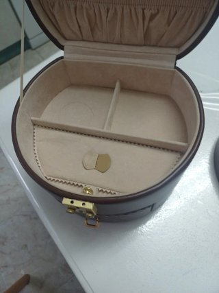 Joyero Marrón Piel Asa y Cajón