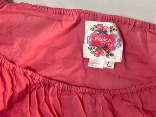 Camiseta blusa rosa con encaje talla L