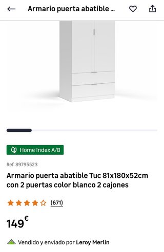 Armario blanco abatible con cajones