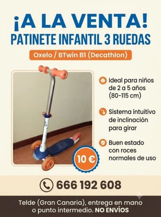 Patinete Infantil 3 Ruedas Oxelo B1