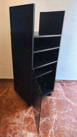 Mueble Tocadiscos Negro con Puerta Cristal