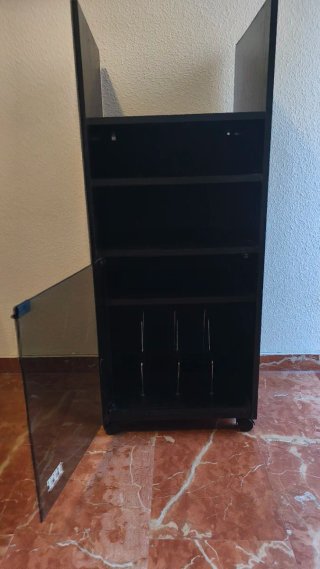 Mueble Tocadiscos Negro con Puerta Cristal