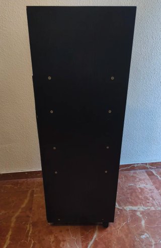 Mueble Tocadiscos Negro con Puerta Cristal