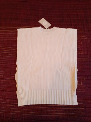 Chaleco de punto, blanco roto, para mujer