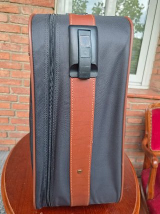 Maleta Samsonite Piel y Lona Negra Marrón