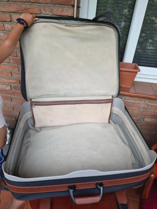 Maleta Samsonite Piel y Lona Negra Marrón