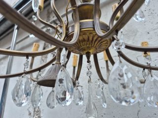 Lampadario Neoclassico italiano ottone e cristalli